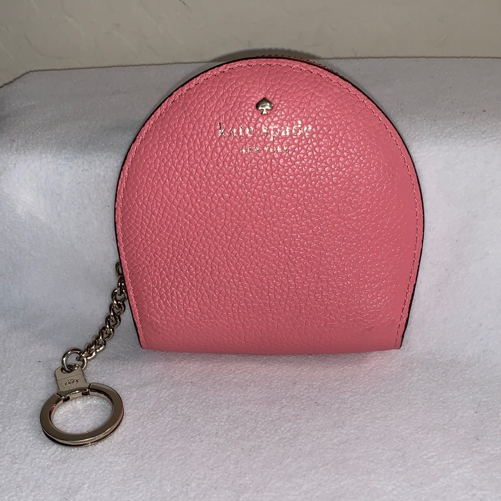 KATE SPADE PINK NEW PEBBLED LEATHER BEAUTIFUL KEYCHAIN WALLET